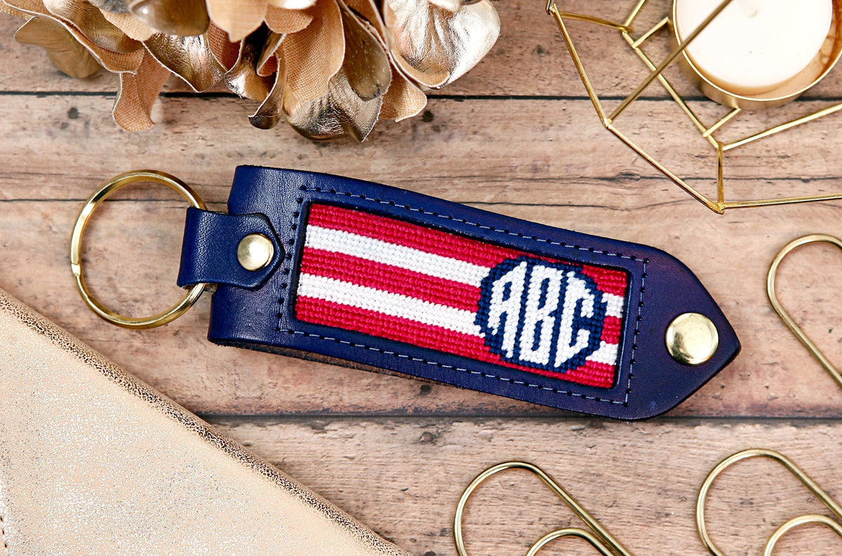 Monogrammed Needlepoint Key Fob