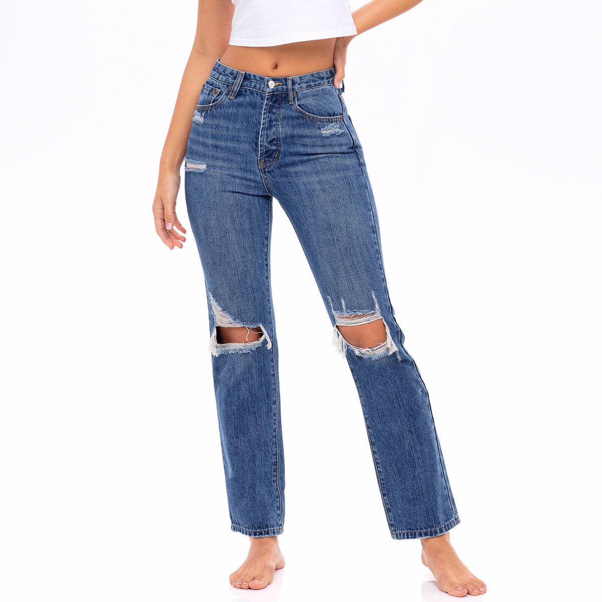 Walk It Out Distressed Jeans - Medium  Cute ripped jeans, Cute ripped jeans  outfit, Womens ripped jeans