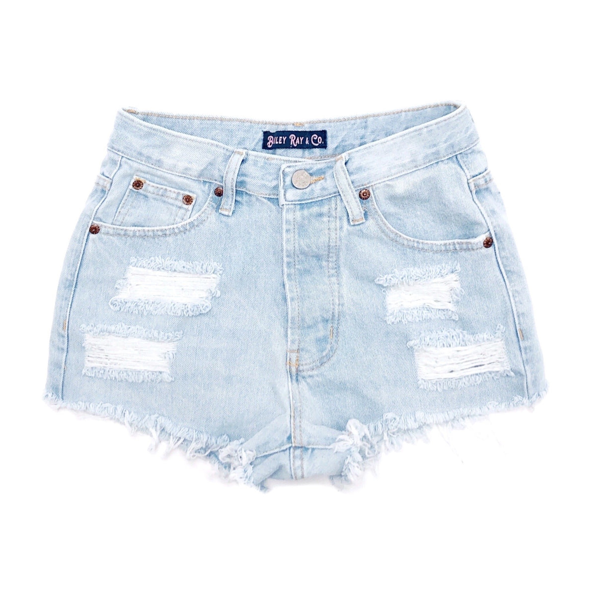 Bailey Ray and Co - Light Wash, Distressed High Waisted Denim