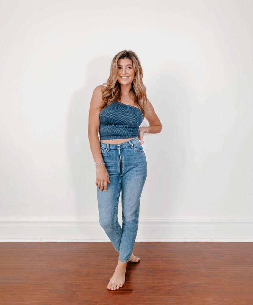 Full Zip High Waisted Jeans  - The Lotus