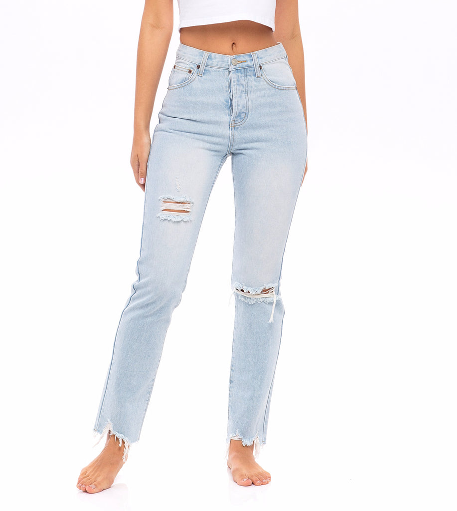 Light Wash, Distressed High Waisted Jeans - The Daisy