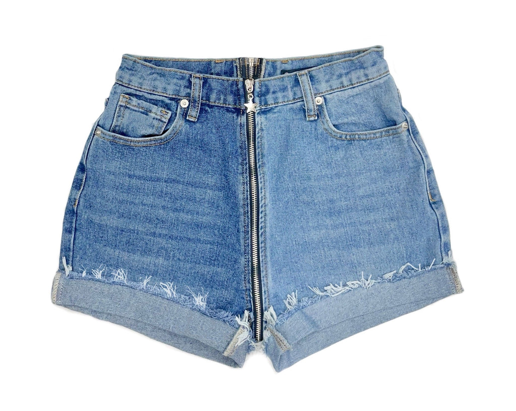 Bailey Ray and Co - Distressed High Waisted Denim Shorts - The