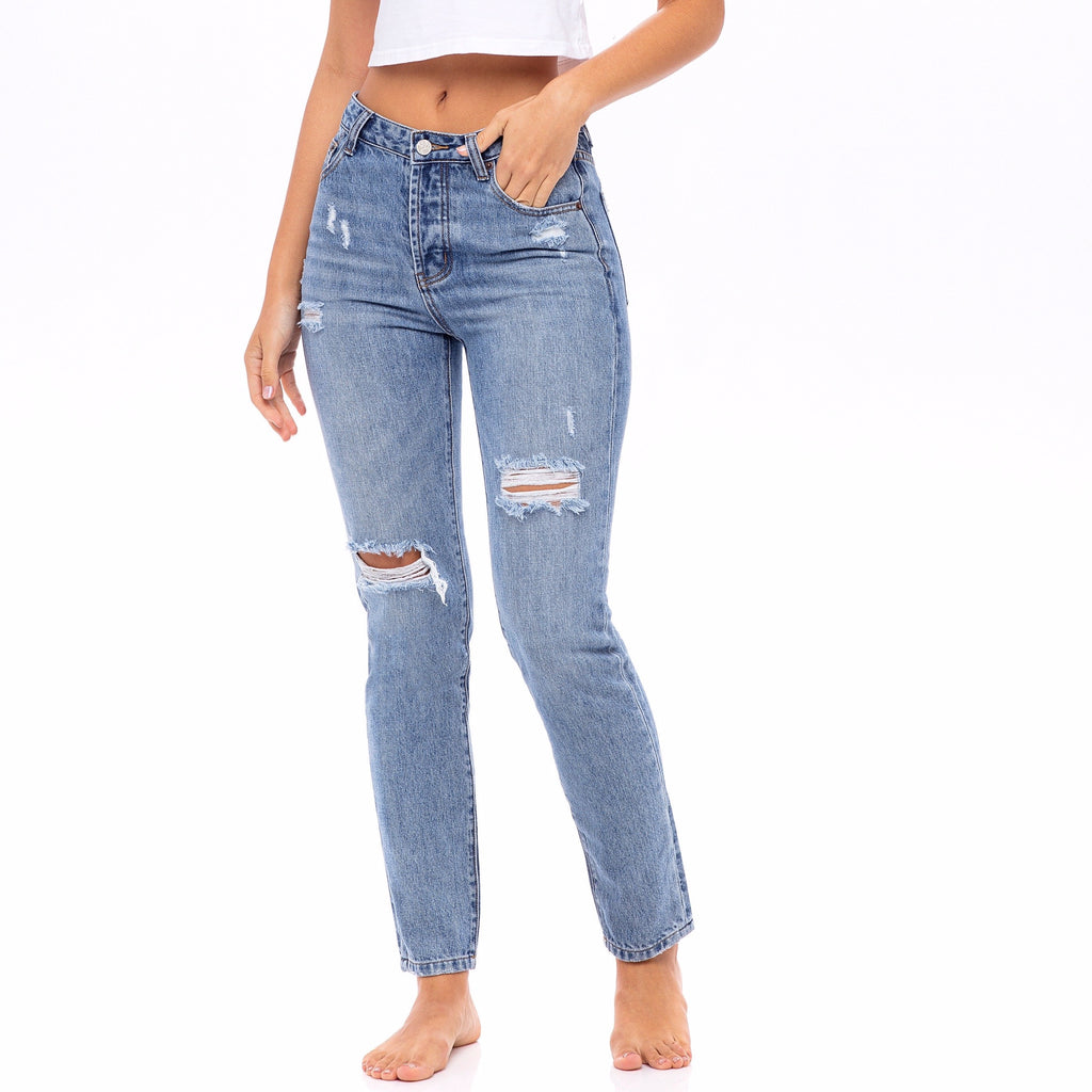 Distressed High Waisted Jeans  - The Petunia