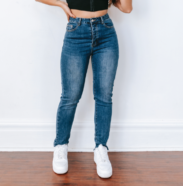 Medium Wash,  High Waisted Jeans - With Stretch - The Lily